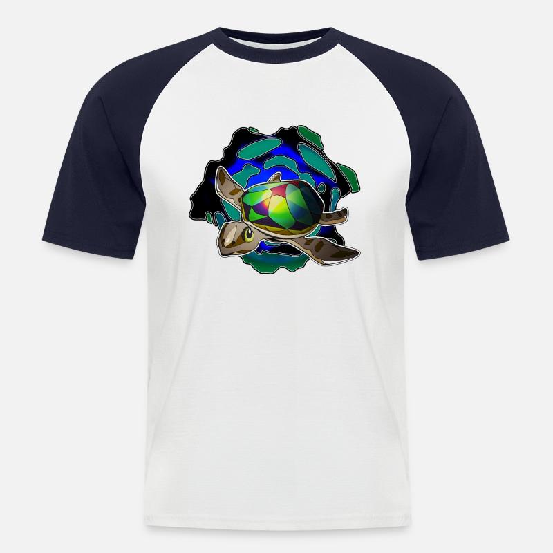 Meeresschildkrötchen - Männer Baseball-T-Shirt - Weiß/Navy