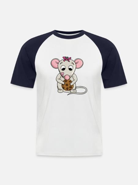 Mouse Finds Cookie - Men's Baseball T-Shirt - white/navy