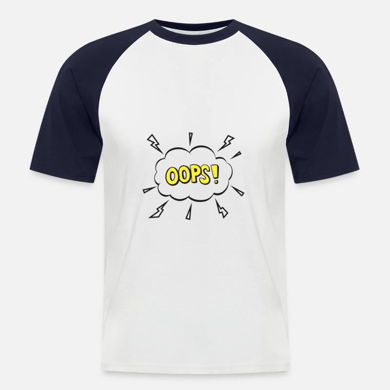 HOPPLA! Comic Bubble Cartoon Schriftart - Männer Baseball-T-Shirt - Weiß/Navy