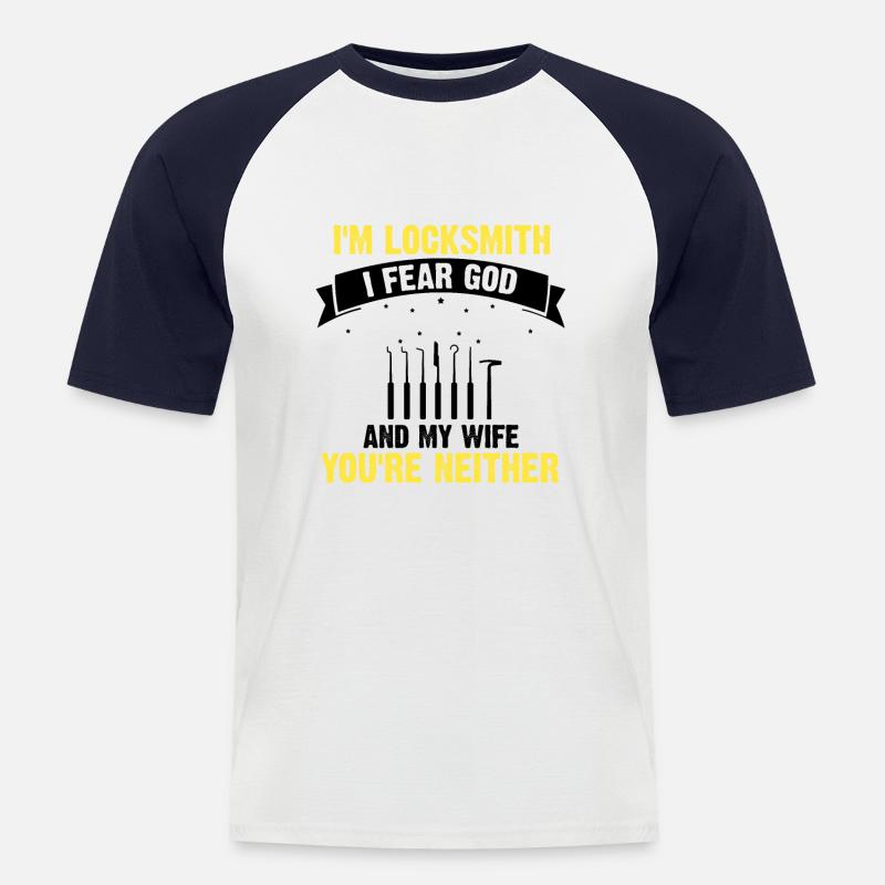 Lockpicking Experte Aufsperrdienst Schloss Papa - Männer Baseball-T-Shirt - Weiß/Navy