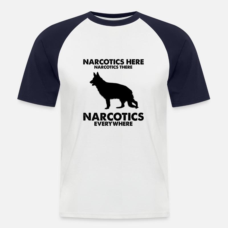 Design Deutscher Schäferhund Polizei Design - Männer Baseball-T-Shirt - Weiß/Navy