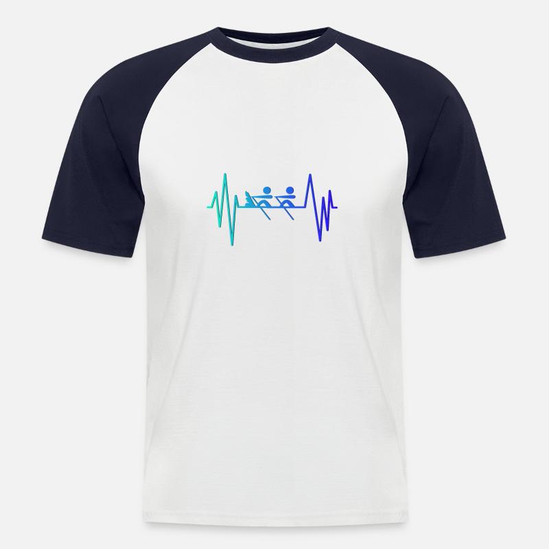 Herzschlag eines Ruderer - Männer Baseball-T-Shirt - Weiß/Navy