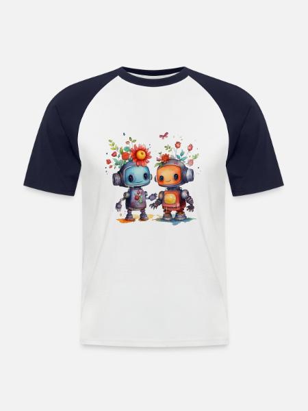 Robots mignons - T-shirt baseball manches courtes Homme - blanc/marine
