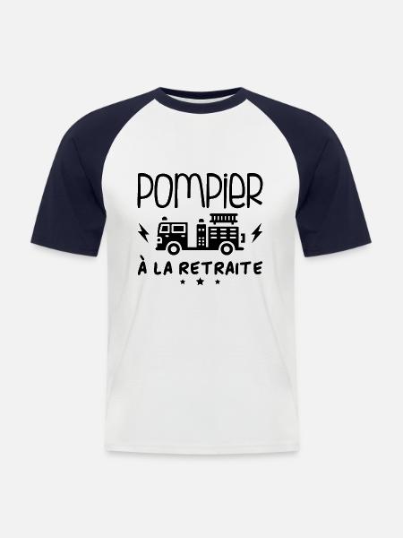 Pompier À La Retraite - T-shirt baseball manches courtes Homme - blanc/marine