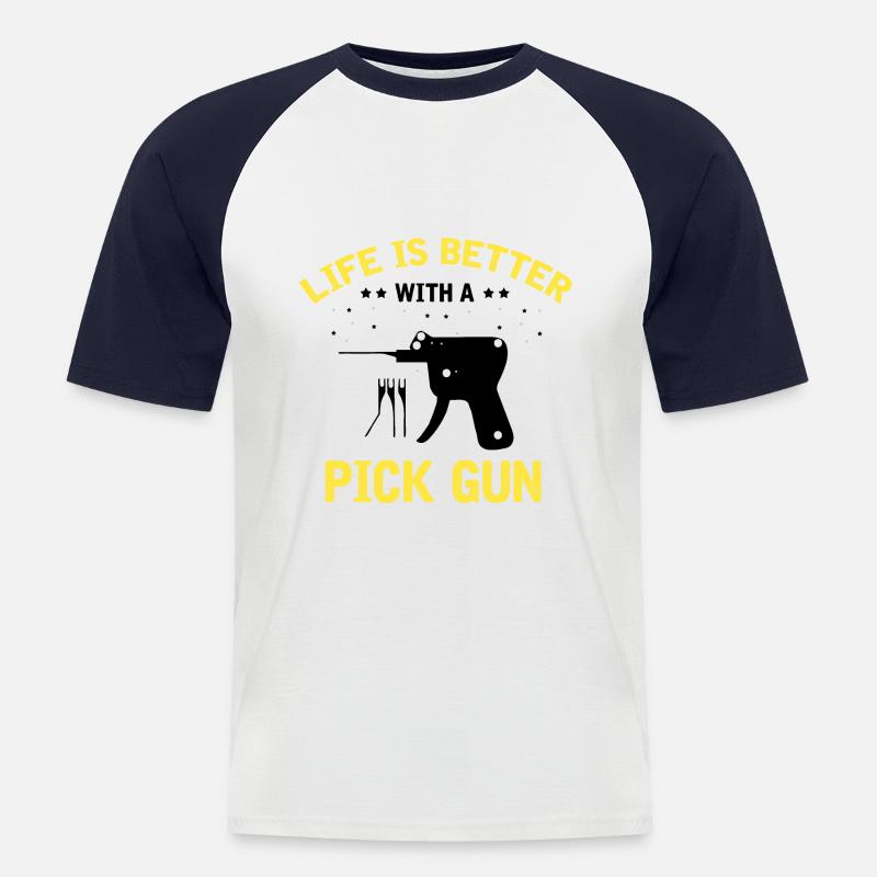 Lockpicking Experte Aufsperrdienst Schloss Papa - Männer Baseball-T-Shirt - Weiß/Navy
