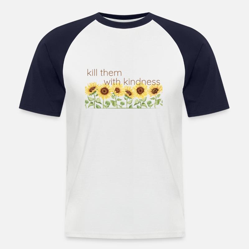 kill them with kindness - Männer Baseball-T-Shirt - Weiß/Navy