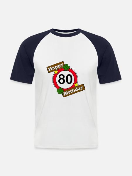 80 års fødselsdag , Tillykke med fødselsdagen 80 (25) - Kortærmet herre-baseballshirt - hvid/marineblå