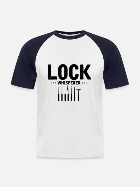 Schloss Flüsterer Locking Technician Design - Men's Baseball T-Shirt - white/navy