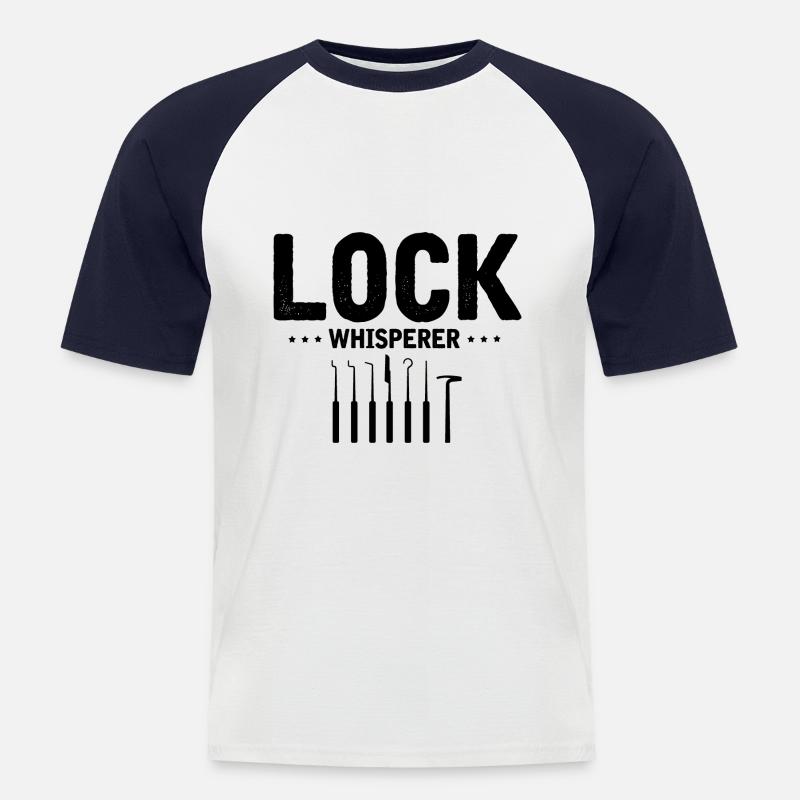 Schloss Flüsterer Locking Technician Design - Men's Baseball T-Shirt - white/navy