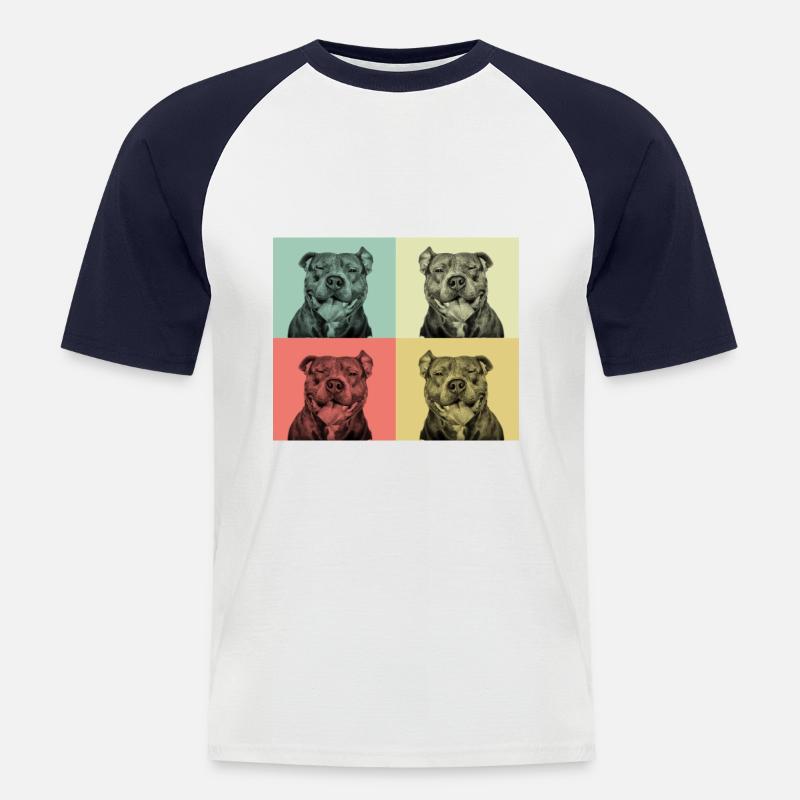 Pitbull - Smiling pit face - Men's Baseball T-Shirt - white/navy