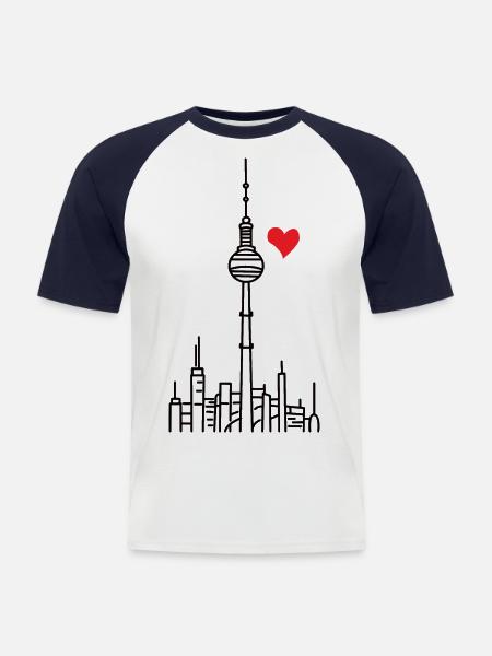 Love Berlin - Männer Baseball-T-Shirt - Weiß/Navy