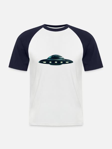 Flying Saucer Alien uFO - Men's Baseball T-Shirt - white/navy