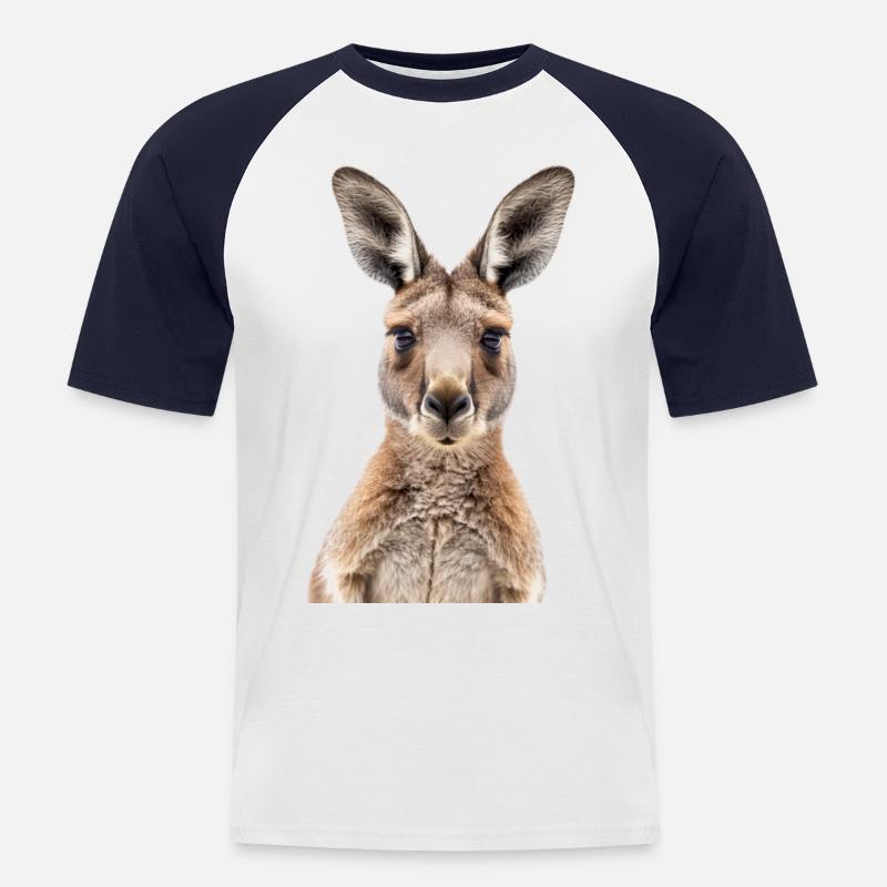 Känguru - Männer Baseball-T-Shirt - Weiß/Navy