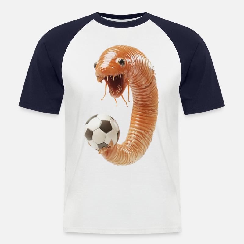 Wurm - Männer Baseball-T-Shirt - Weiß/Navy