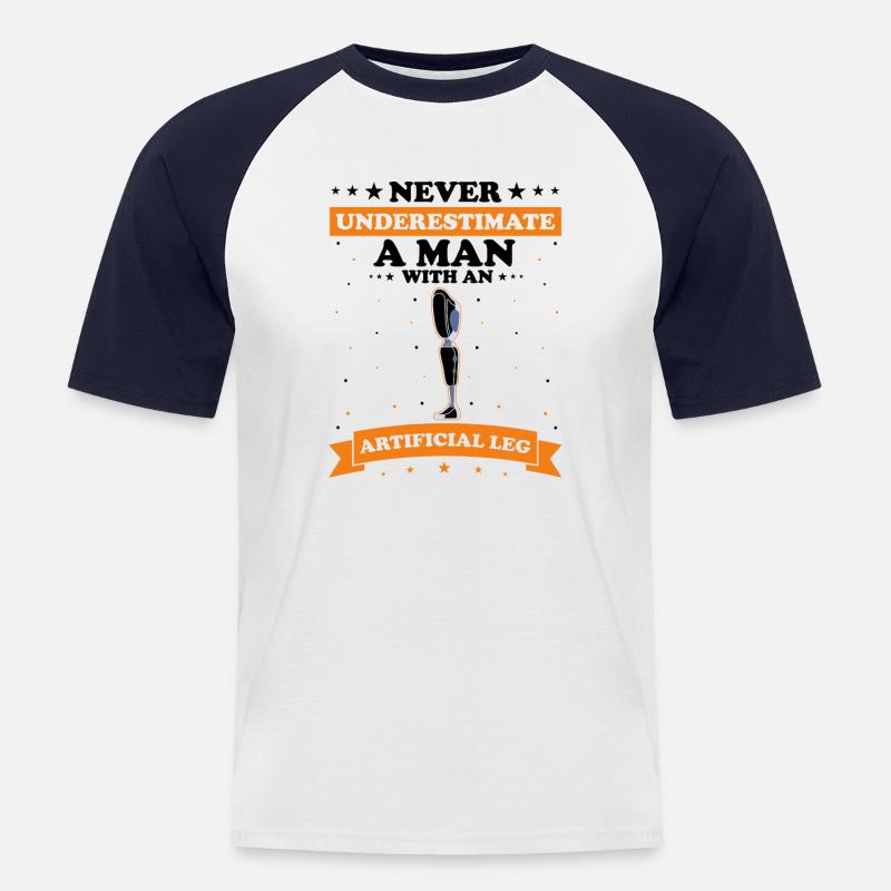 Beinprothesendesign und Beinprothesen - Männer Baseball-T-Shirt - Weiß/Navy