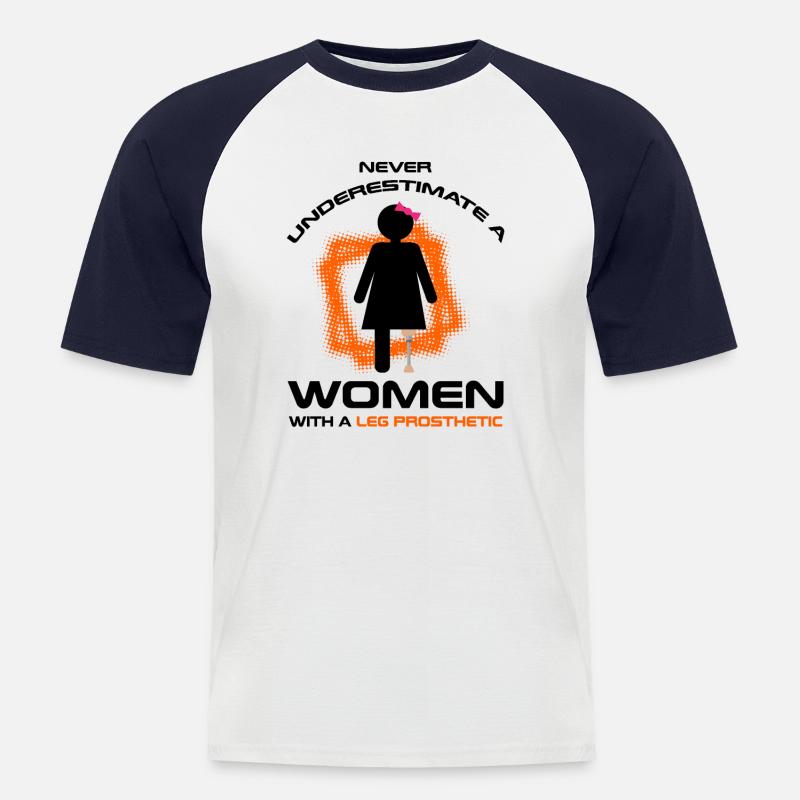 Beinprothesendesign und Beinprothesen - Männer Baseball-T-Shirt - Weiß/Navy