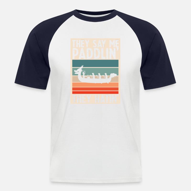 Drachenboot Trainer und Drachenboot - Männer Baseball-T-Shirt - Weiß/Navy