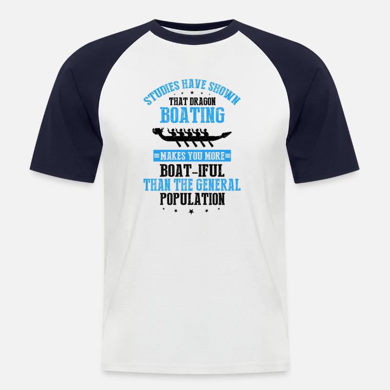 Drachenboot Trainer und Drachenboot - Männer Baseball-T-Shirt - Weiß/Navy
