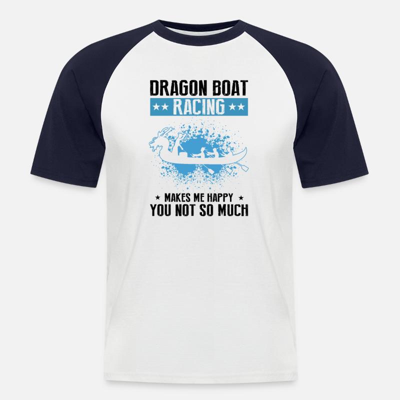 Drachenboot Trainer und Drachenboot - Männer Baseball-T-Shirt - Weiß/Navy