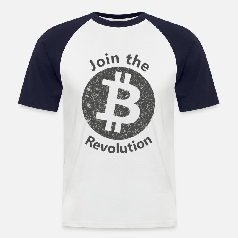 Die Bitcoin Geschichte - Männer Baseball-T-Shirt - Weiß/Navy