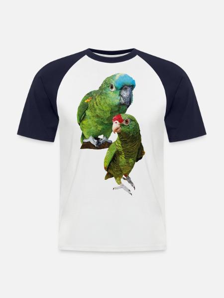 Perroquets amazoniens - T-shirt baseball manches courtes Homme - blanc/marine