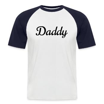 Daddy schwarz - Männer Baseball-T-Shirt - Weiß/Navy - Vorne - Nik (191cm)