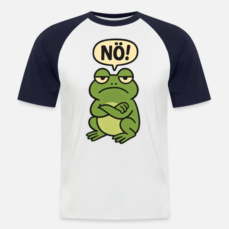 Statement Nö Frosch Einfach Nein - Männer Baseball-T-Shirt - Weiß/Navy