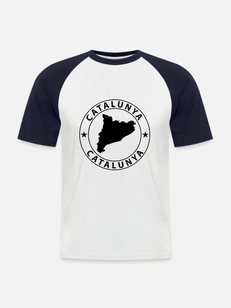 Catalunya Design - T-shirt baseball manches courtes Homme - blanc/marine