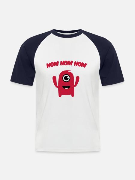 Nom nom nom Monster - Men's Baseball T-Shirt - white/navy