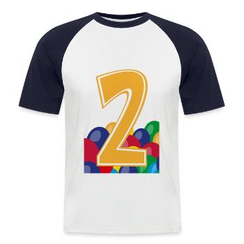 2 / Zweiter Geburtstag mit Bunten Luftballons. - Männer Baseball-T-Shirt - Weiß/Navy - Vorne - Nik (191cm)