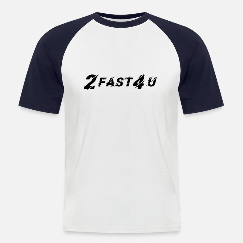2 FAST 4 U - Männer Baseball-T-Shirt - Weiß/Navy