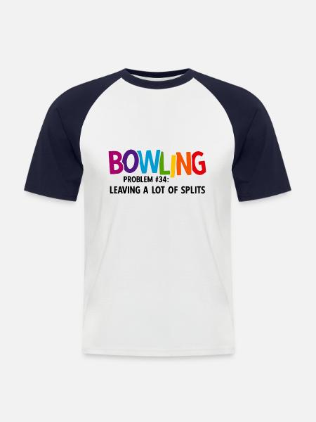 Bowling - Männer Baseball-T-Shirt - Weiß/Navy