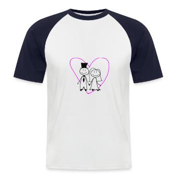 Ehepaar Jungeselinnenabschied - Männer Baseball-T-Shirt - Weiß/Navy - Vorne - Nik (191cm)