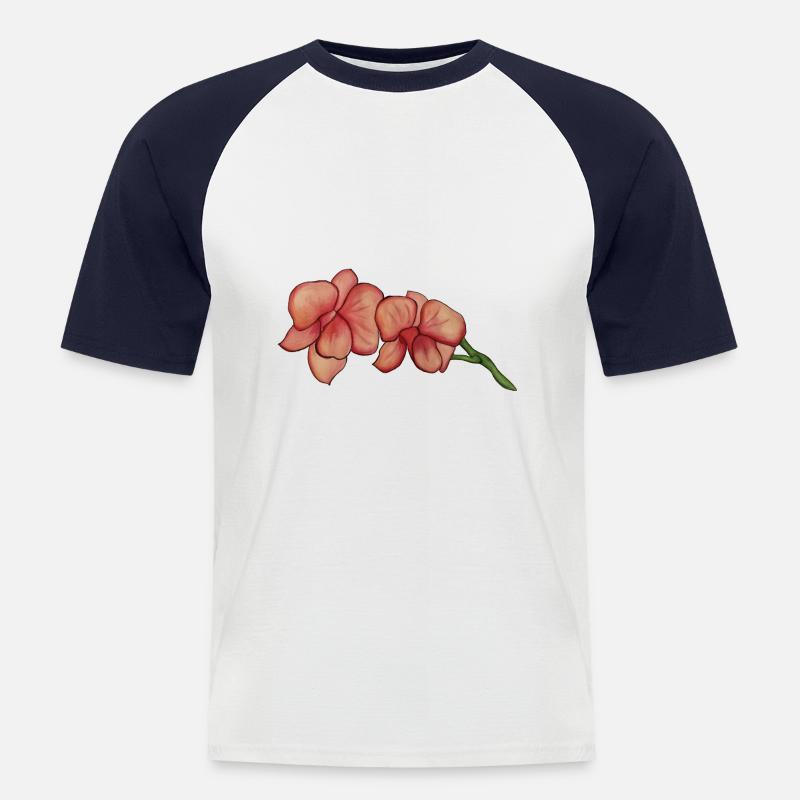 Rosa Orchidee - Männer Baseball-T-Shirt - Weiß/Navy