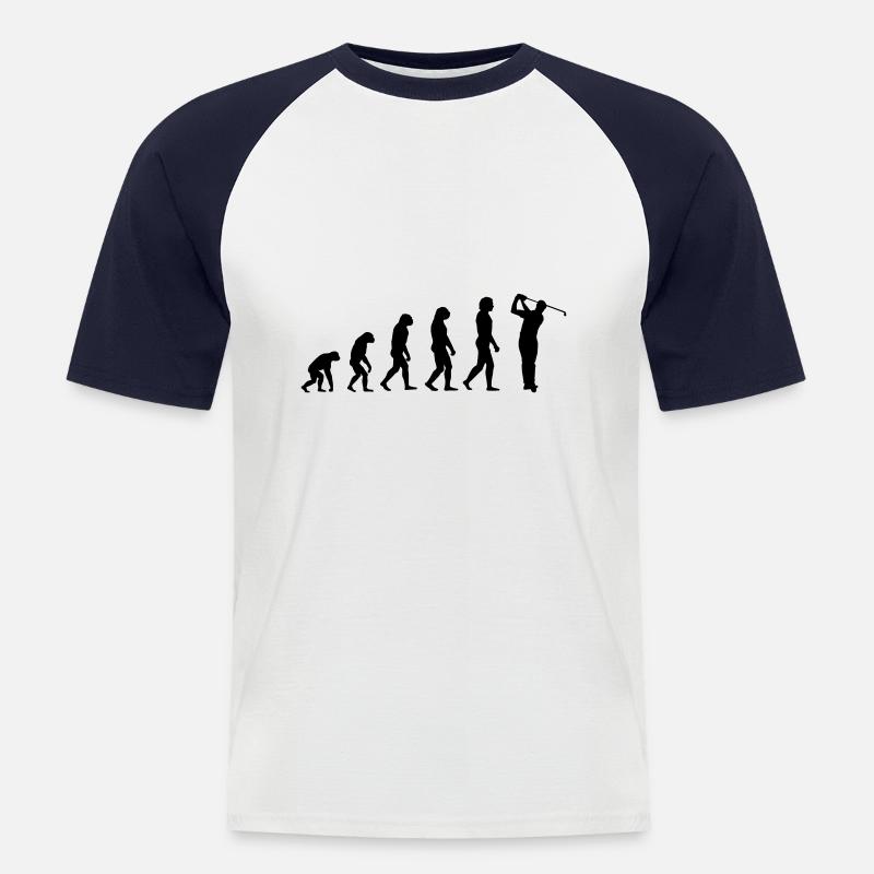 Golfer Evolution - Men's Baseball T-Shirt - white/navy