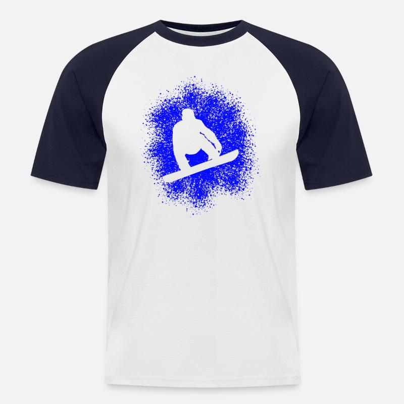Snowboard Wintersprotler - Männer Baseball-T-Shirt - Weiß/Navy