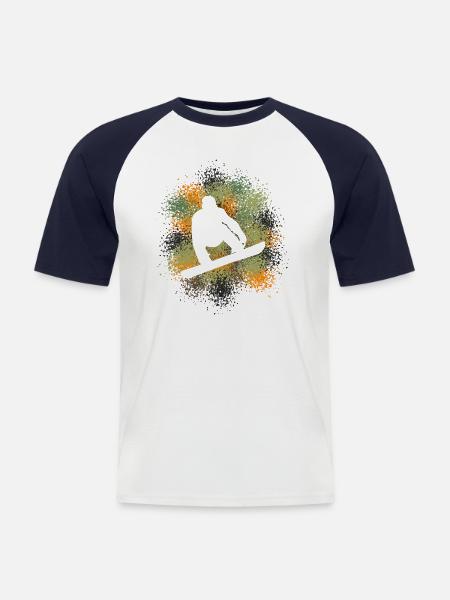 Snowboard Wintersportler - Männer Baseball-T-Shirt - Weiß/Navy