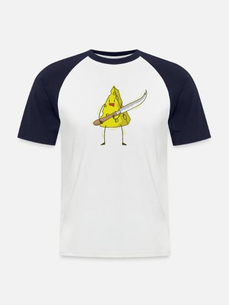 Stück Käse mit Käsemesser - Männer Baseball-T-Shirt - Weiß/Navy