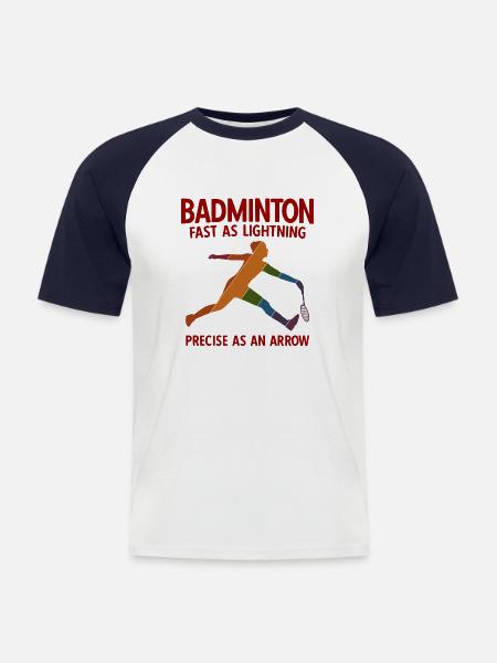 Badminton - Männer Baseball-T-Shirt - Weiß/Navy
