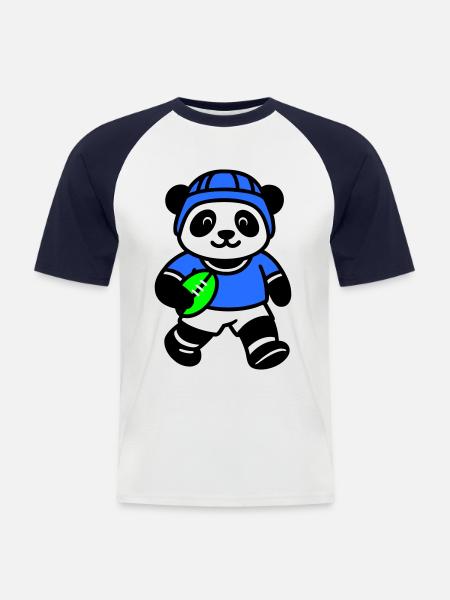 Panda-Rugby - Männer Baseball-T-Shirt - Weiß/Navy