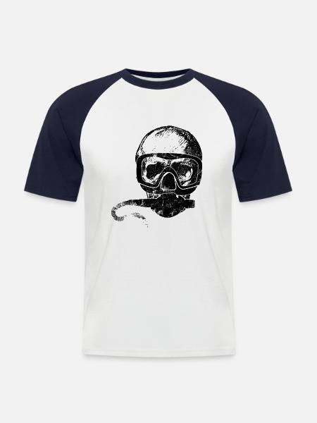 Diver skull - Men's Baseball T-Shirt - white/navy