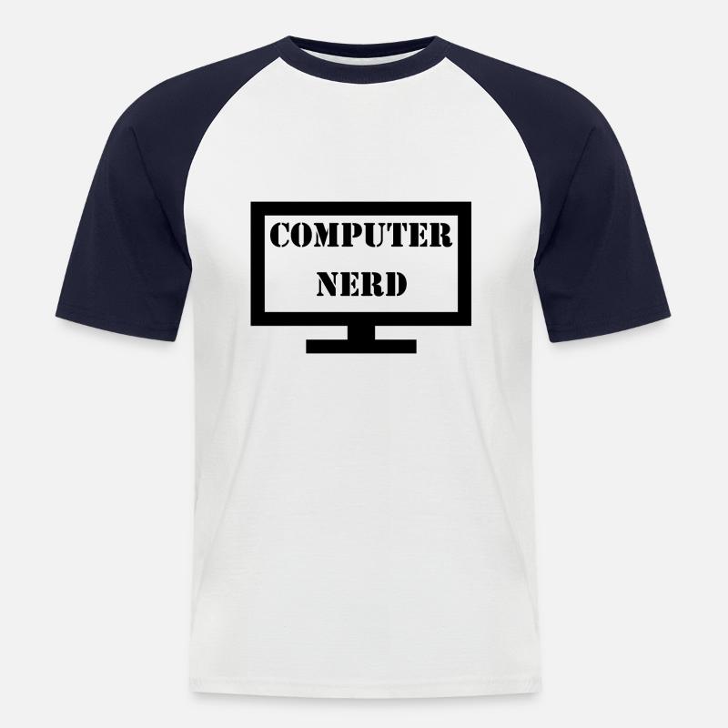 Computer Nerd - Männer Baseball-T-Shirt - Weiß/Navy