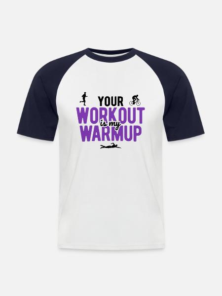 Laufen Schwimmen Radfahren Triathlon - Männer Baseball-T-Shirt - Weiß/Navy