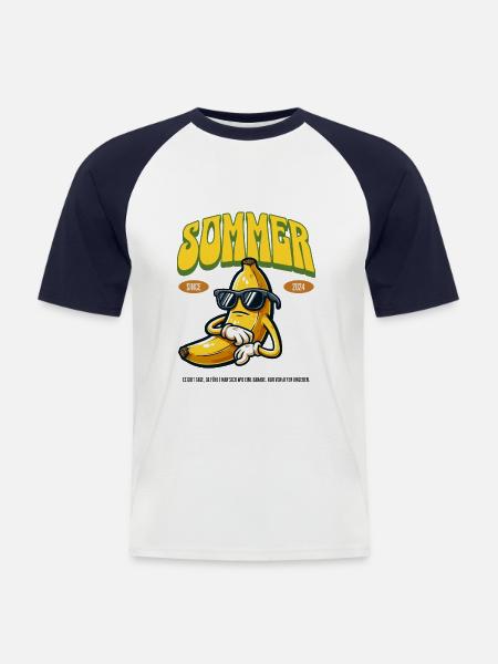 Sommer Banane mit Spruch 2024 - Männer Baseball-T-Shirt - Weiß/Navy