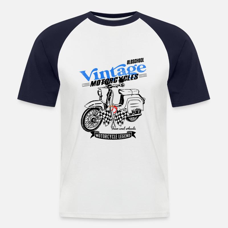 Simson Schwalbe DDR Moped - Männer Baseball-T-Shirt - Weiß/Navy
