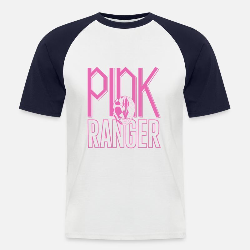 Power Rangers Ranger Rosa - Maglia da baseball a manica corta da uomo - bianco/navy