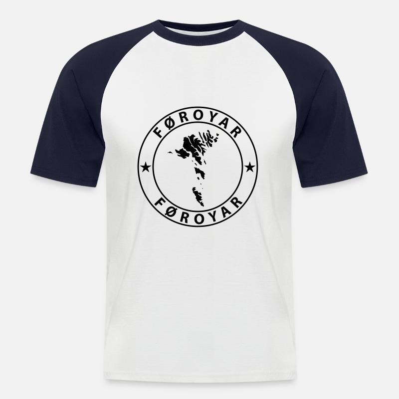 Färöer Inseln - Männer Baseball-T-Shirt - Weiß/Navy
