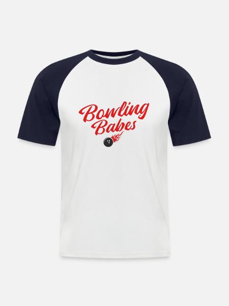 Bowling - Männer Baseball-T-Shirt - Weiß/Navy