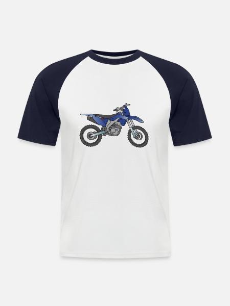 Blue Motocross motorcycle - Men's Baseball T-Shirt - white/navy