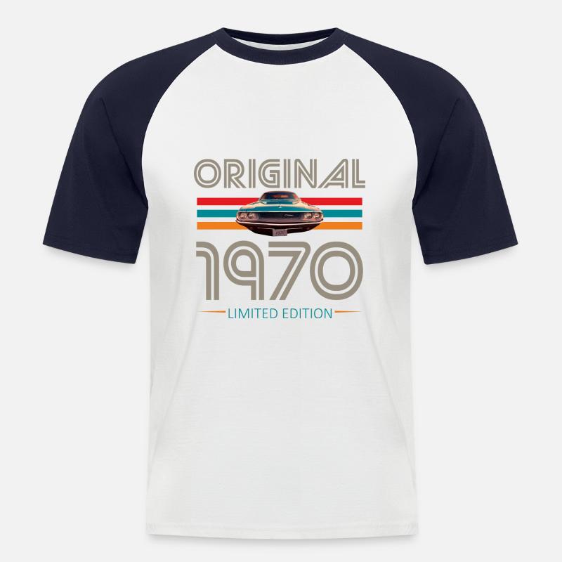 Original 1970 W - Männer Baseball-T-Shirt - Weiß/Navy